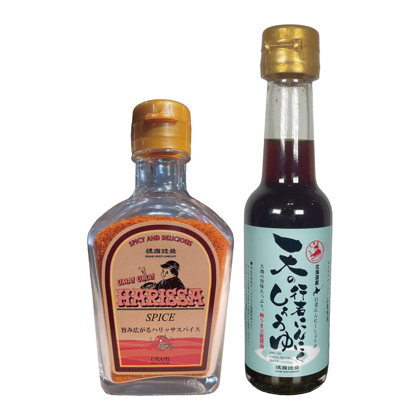 【新商品】天の行者にんにくしょうゆ 150mlボトル と 【大人気】UMA! UMA! HARISSA 90g ボトルセット
